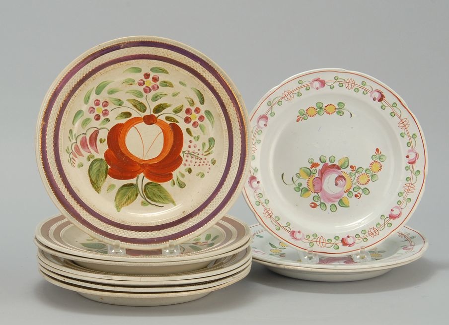 Appraisal: TEN ASSORTED ENGLISH PINK LUSTRE AND OTHER PLATES Seven pink