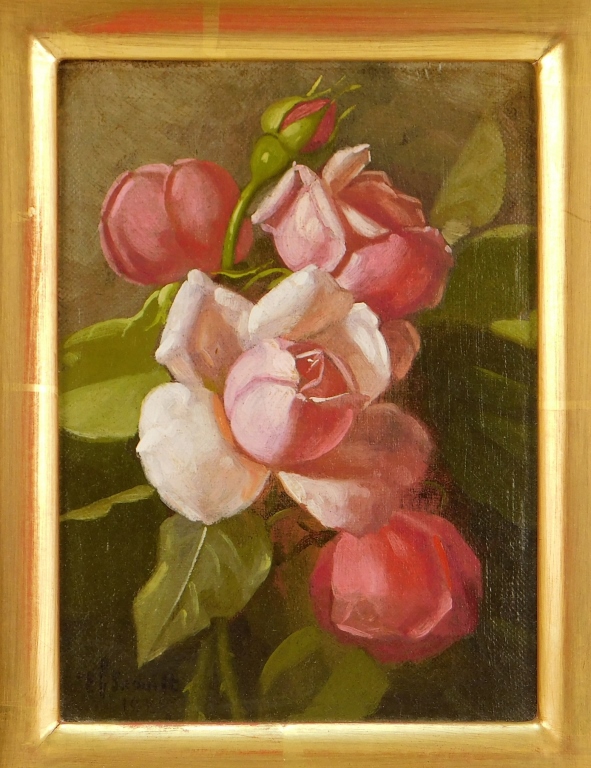 Appraisal: EDWARD C LEAVITT ROSES STILL LIFE PAINTING Rhode Island -