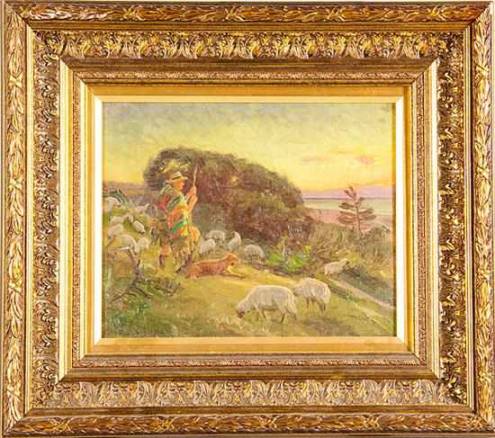 Appraisal: Alfred V Jensen Denmark - THE SHEPHERD oil on board