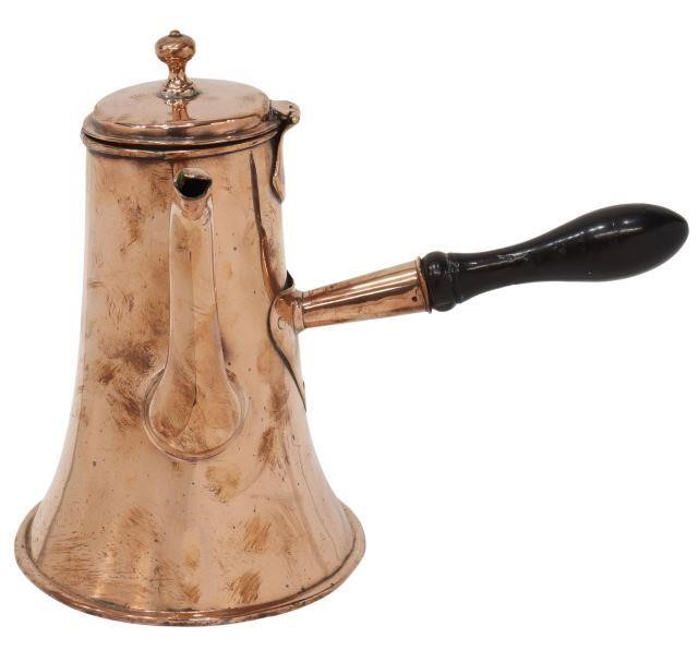 Appraisal: English Georgian period copper coffee chocolate pot late th c