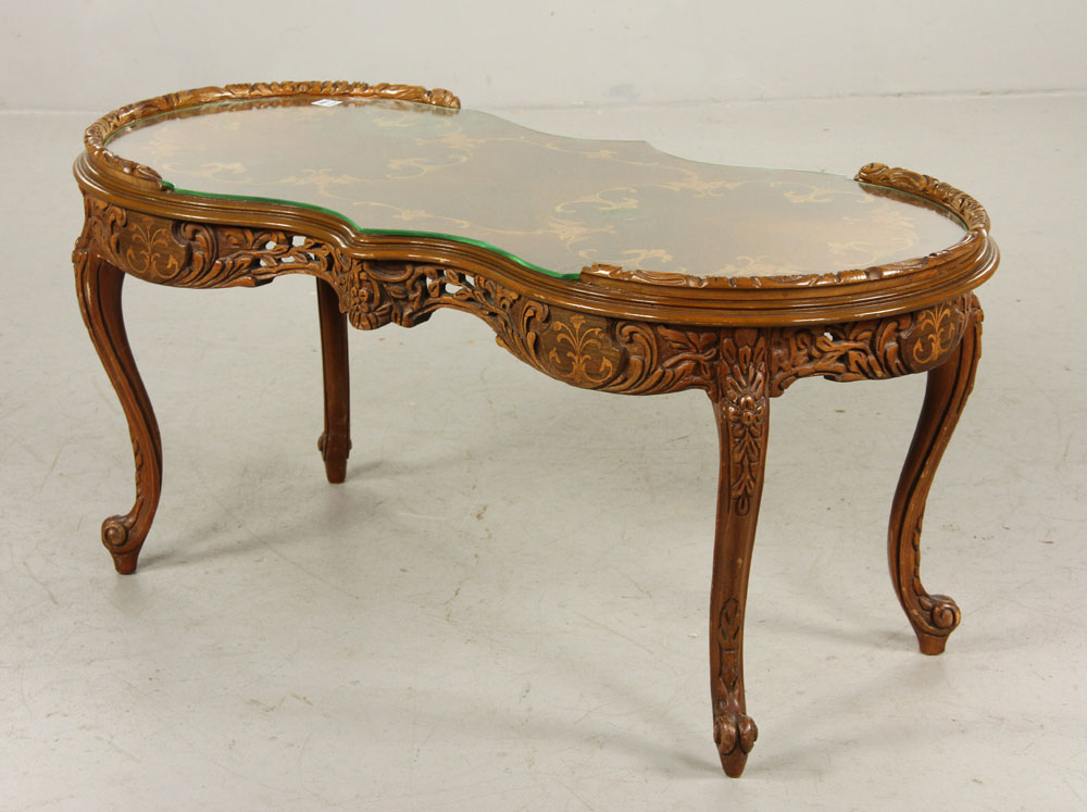 Appraisal: - Italian Carved Inlaid Table Italian carved inlaid table s