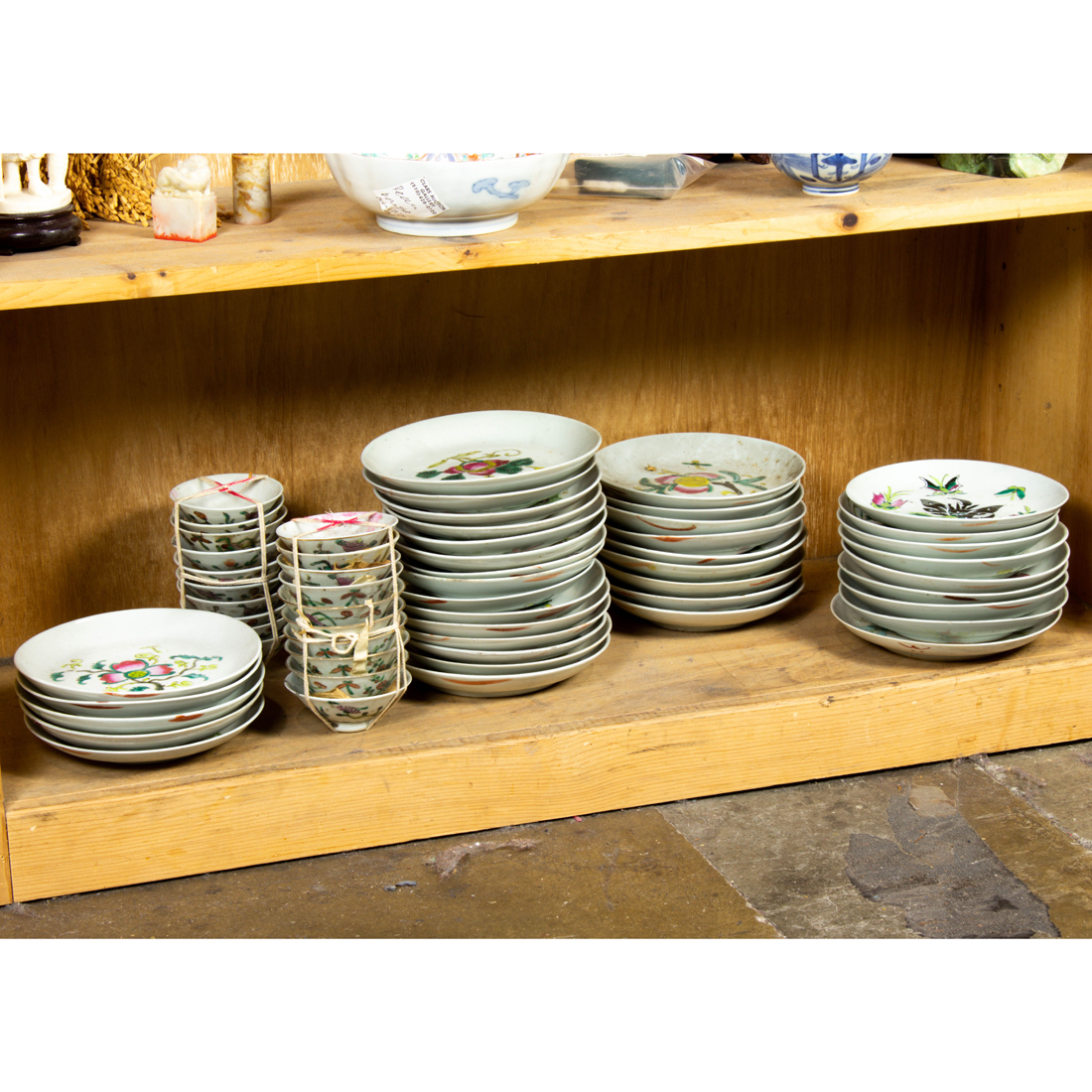 Appraisal: SHELF OF CHINESE FAMILLE ROSE DISHES Shelf of Chinese famille