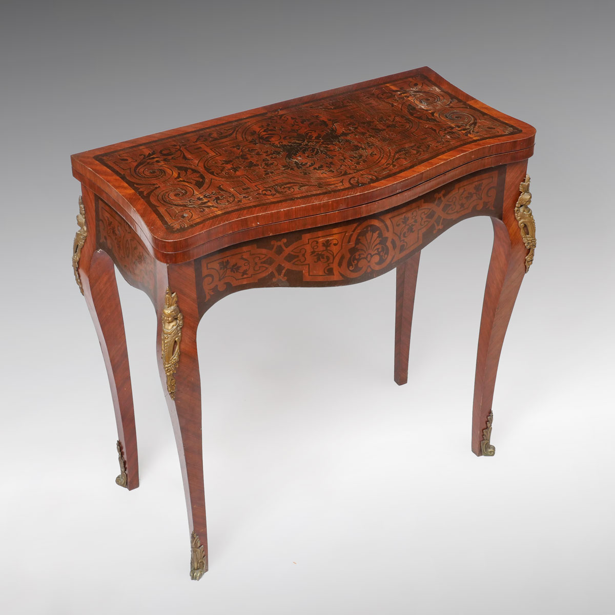 Appraisal: INLAID FRENCH GAME TABLE Heavily inlaid French game table having