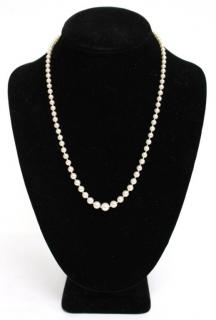 Appraisal: Strand of Cultured Pearls with Enameled K Clasp The graduated