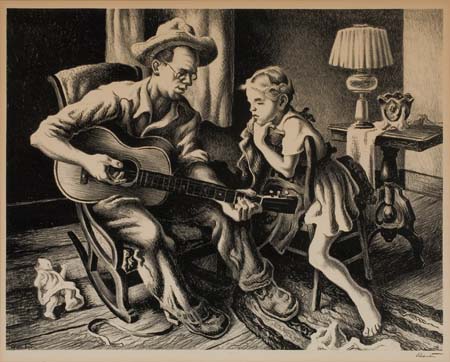 Appraisal: THOMAS HART BENTON The Music Lesson Lithograph x mm x