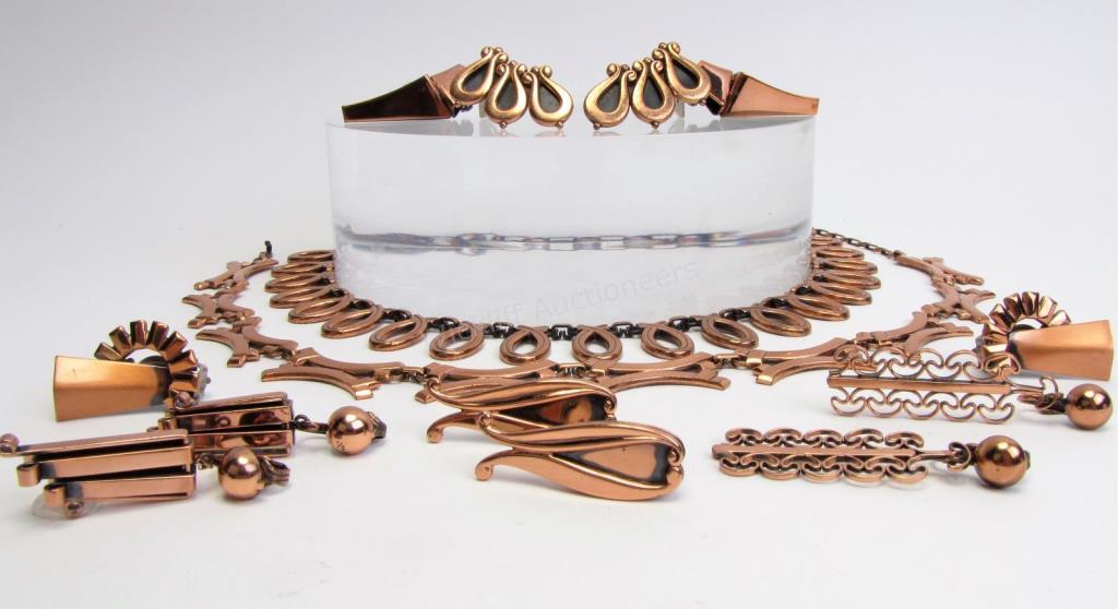 Appraisal: A collection of fourteen vintage Renoir copper jewelry items including