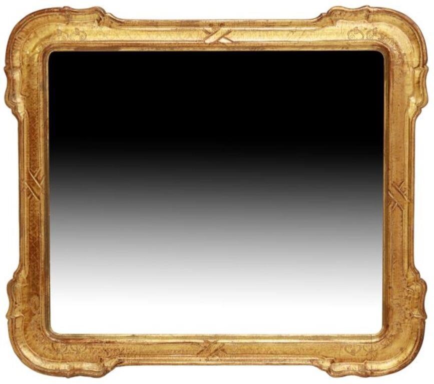 Appraisal: Italian giltwood mirror early th c rectangular frame with projecting