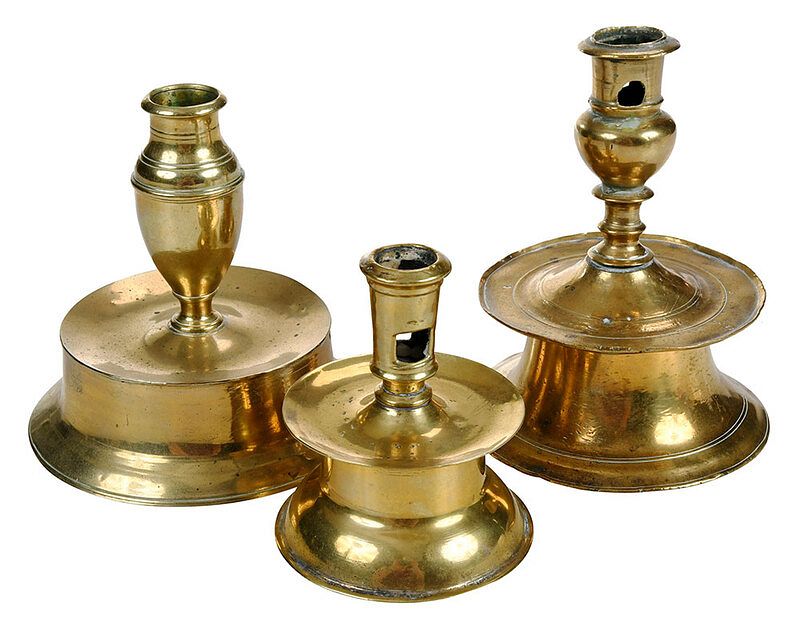 Appraisal: Three North European Brass Candlesticks th th century three capstan