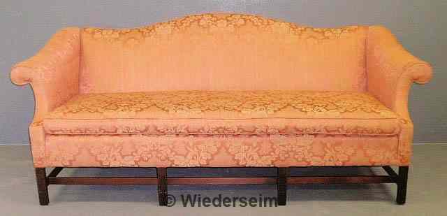 Appraisal: Kittinger Chippendale style mahogany sofa with reeded stop-fluted legs and