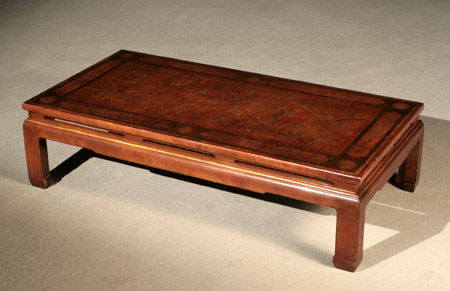 Appraisal: Contemporary 'Chinoiserie' Decorated Lacquer Cocktail Table Modern Rectangular with inscribed