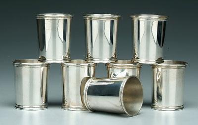 Appraisal: Eight Presidential sterling juleps round with tapered sides beaded borders