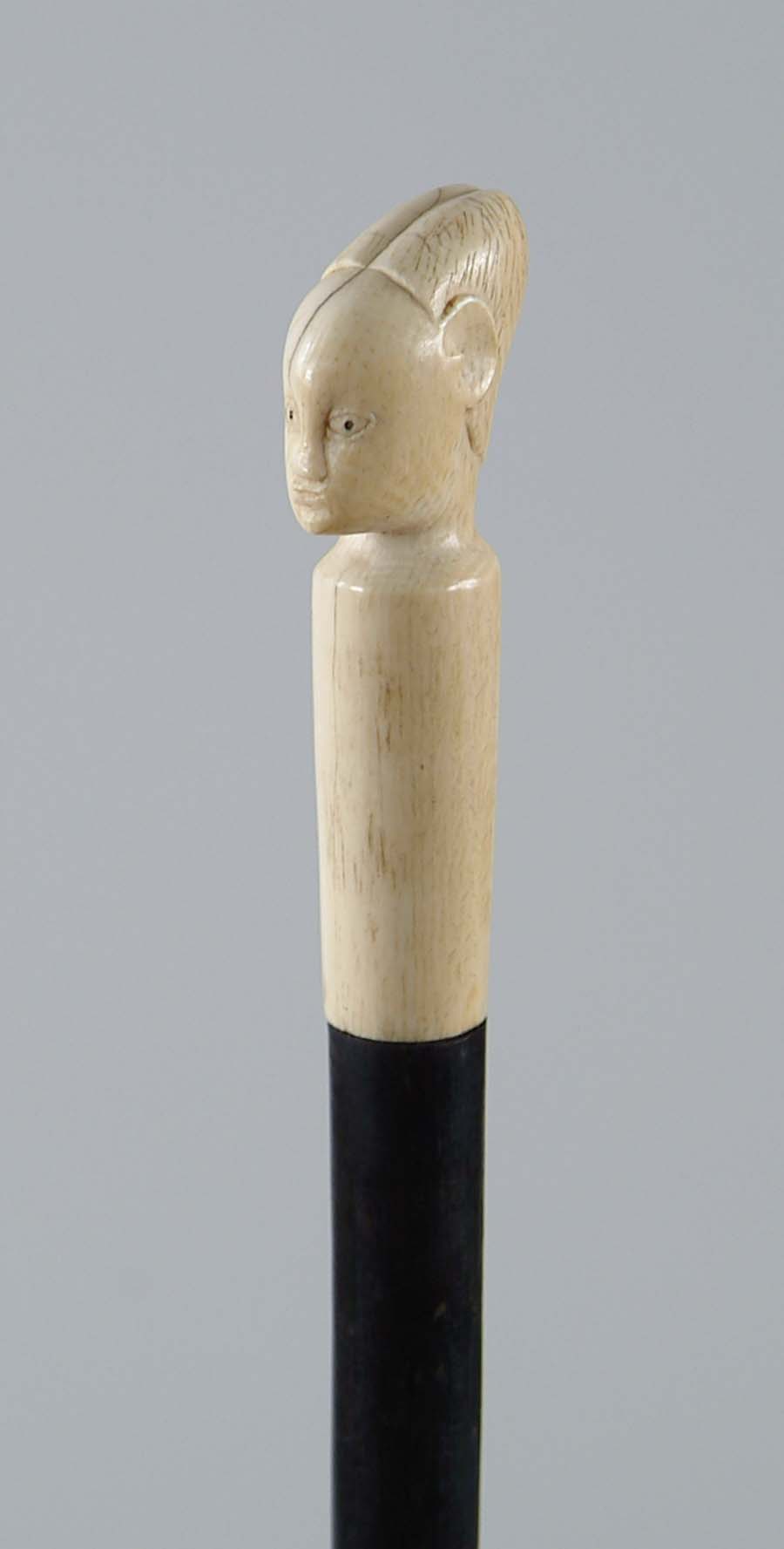 Appraisal: CANE CARVED IVORY CANE - ivory handle with molded carved