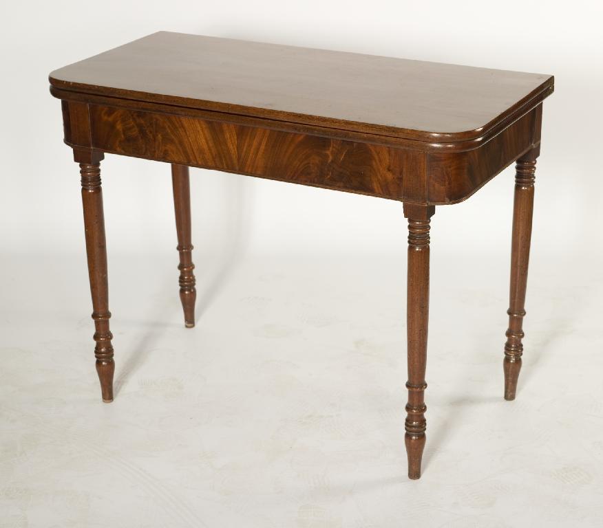 Appraisal: th CENTURY MAHOGANY FOLDOVER TEA TABLE with plain frieze raised