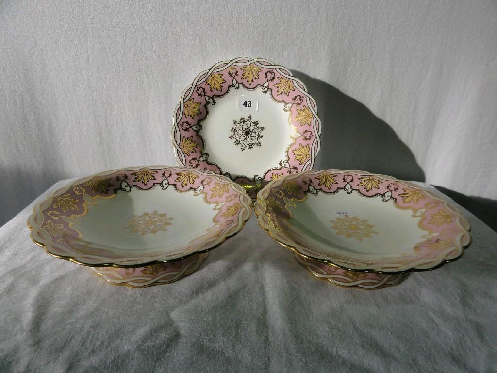 Appraisal: A collection of th century dessert wares with pink gilt