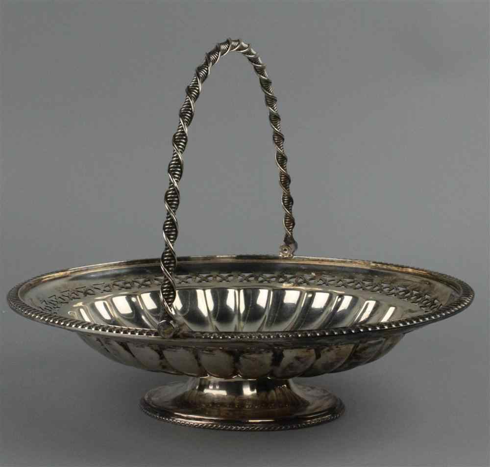 Appraisal: JB S GEORGIAN PLATED SWING HANDLED OVAL CAKE BASKET the