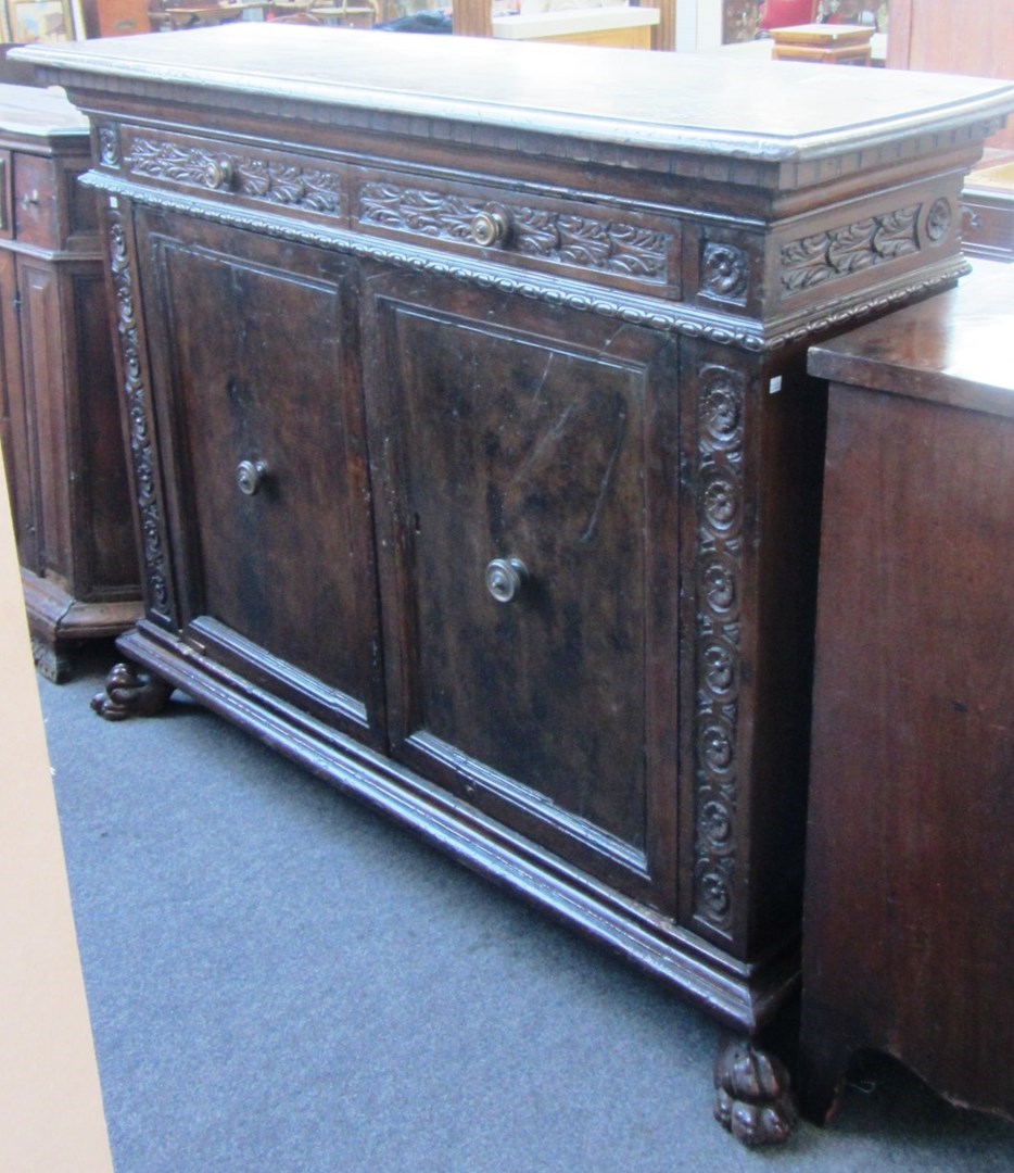 Appraisal: A th century and later Italian walnut side cabinet with