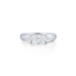 Appraisal: A Diamond Ring Featuring a centered cut-cornered rectangular modified brilliant-cut