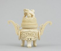 Appraisal: Chinese Carved Ivory Container Carved ivory container with lid S