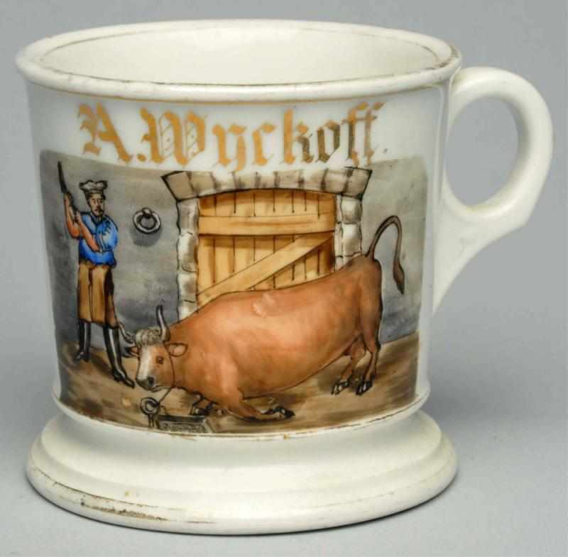 Appraisal: Butchers Shaving Mug Gilt name A Wyckoff Detailed image of