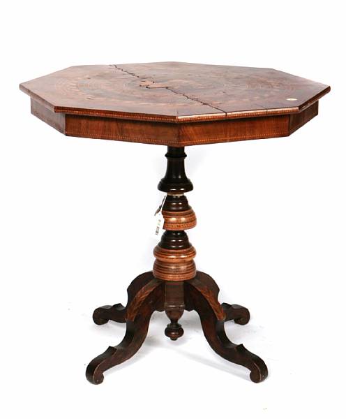 Appraisal: An Italian marquetry tilt-top center table height in width in