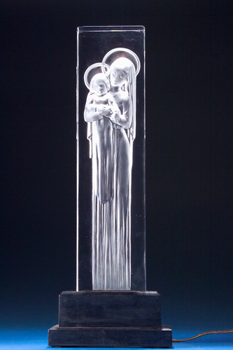 Appraisal: R LALIQUE Virgin and Child statuette Vierge a L'Enfant clear