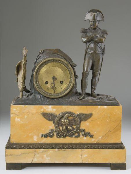 Appraisal: Napoleon Figural Mantel Clock with Key unmarked the bronze figure