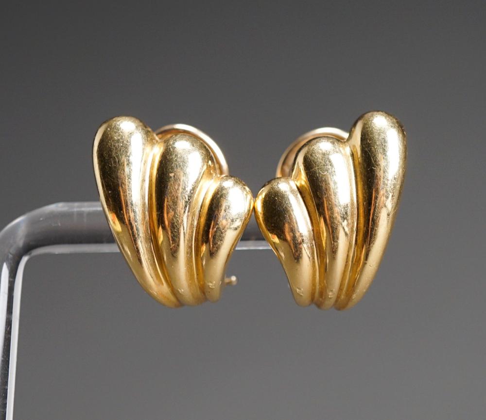 Appraisal: PAIR -KARAT YELLOW-GOLD FRENCH CLIP-BACK PIERCED EARRINGS DWTPair -Karat Yellow-Gold