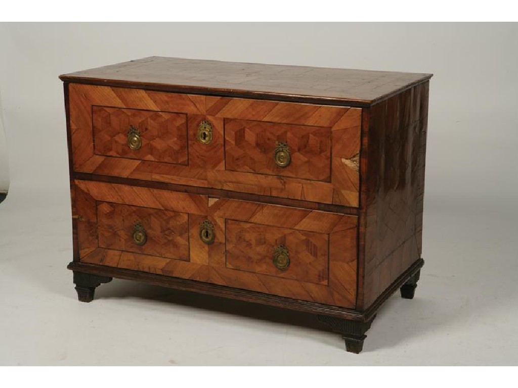 Appraisal: AN TH CENTURY AUSTRIAN PARQUETRY VENEERED COMMODE the rectangular top