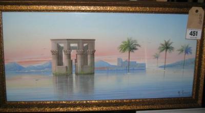 Appraisal: M GIANNI Mediterranean Harbour Scene with Classical Ruins signed x