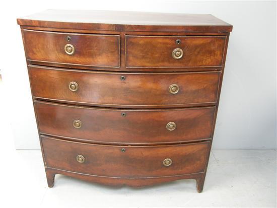 Appraisal: th century mahogany bowfront chest with two short and three