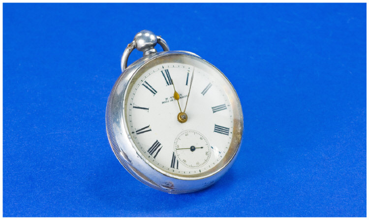 Appraisal: Silver Open Face Pocket Watch White Enamelled Dial Roman Numerals