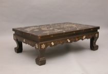 Appraisal: Mother-of-Pearl Inlay Table Wooden table with various inlay including tortise