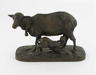 Appraisal: Pierre-Jules M ne French - A ewe with suckling lamb