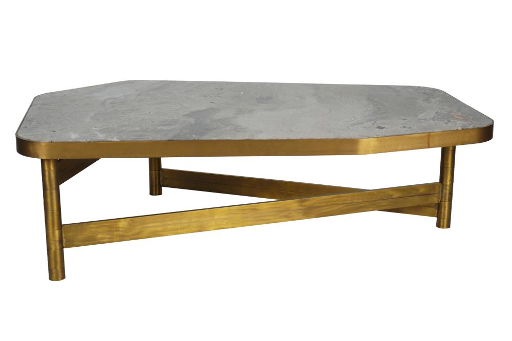 Appraisal: HENGE 'OR' COFFEE TABLEdesigned by Massimo Castagna burnished brass with