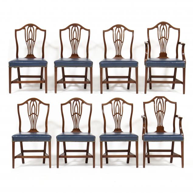 Appraisal: ANTIQUE SET OF EIGHT HEPPLEWHITE STYLE MAHOGANY DINING CHAIRS Third