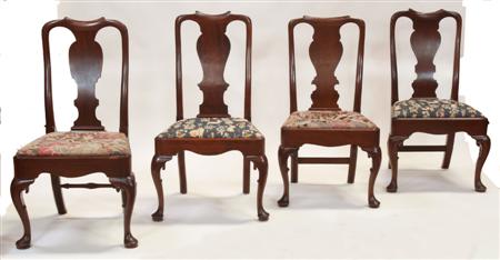 Appraisal: A matched set of four th century mahogany dining chairs