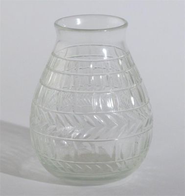 Appraisal: A Powell Whitefriars Roman Cut glass vase cut with bands