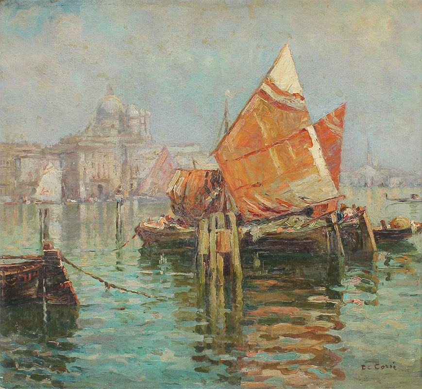 Appraisal: CORSI Nicolo Italian - Venetian Canal Scene Oil Canvas ''