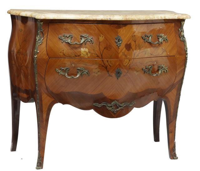 Appraisal: French Louis XV style mahogany bombe commode th c having