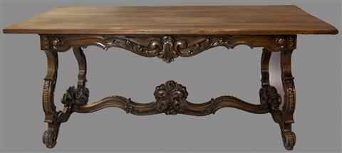 Appraisal: BAROQUE STYLE TRESTLE TABLE h w d in