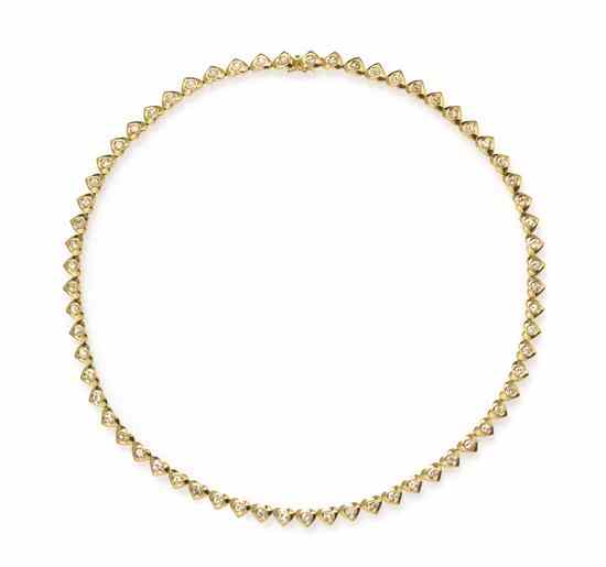 Appraisal: An Karat Yellow Gold and Diamond Necklace consisting of heart