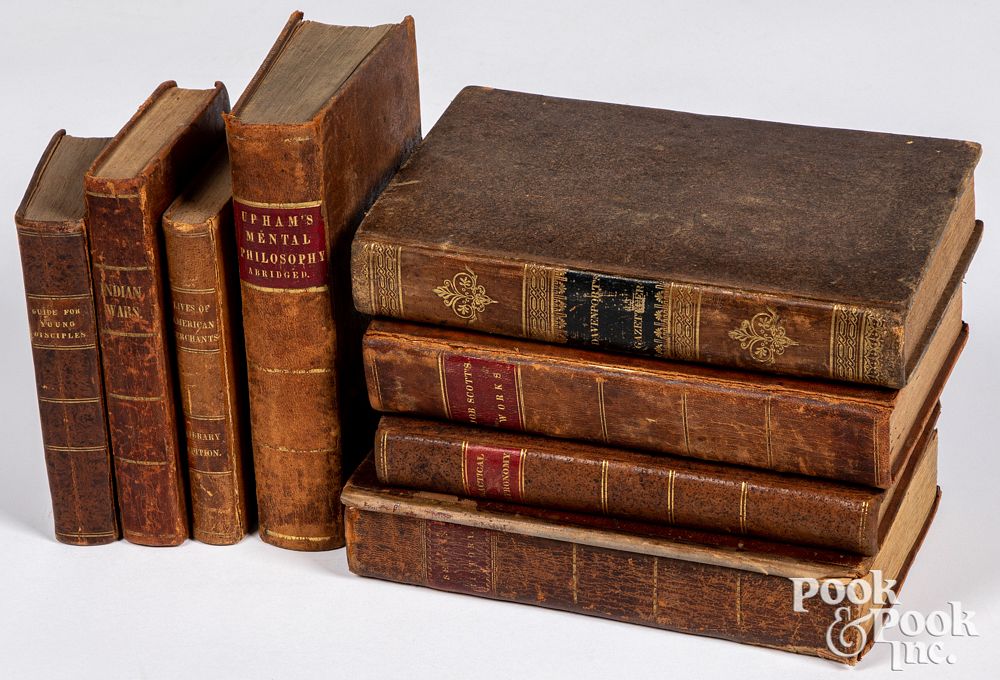 Appraisal: Group of leatherbound books Group of leatherbound books to include