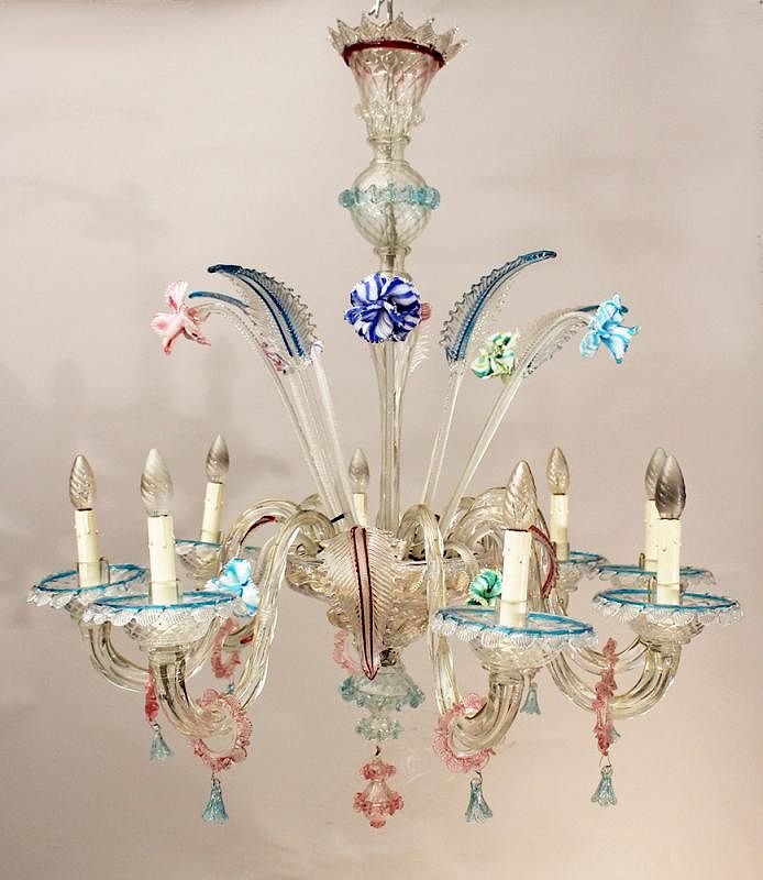 Appraisal: Venetian chandelier Venetian chandelier in blossom shape with branches in