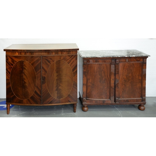 Appraisal: A bow-fronted mahogany commode in George III style early th