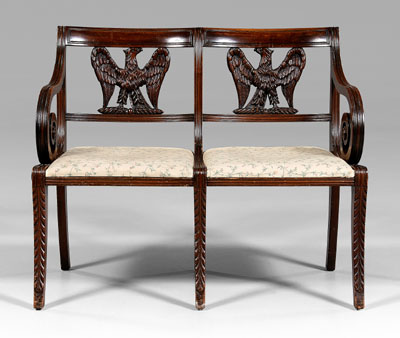 Appraisal: Duncan Phyfe style eagle-carved settee with spread-wing eagle double chair