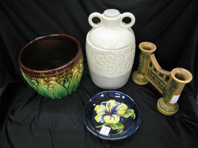 Appraisal: Pcs Pottery McCoy cookie jar Roseville double vase Majolica Jardiniere