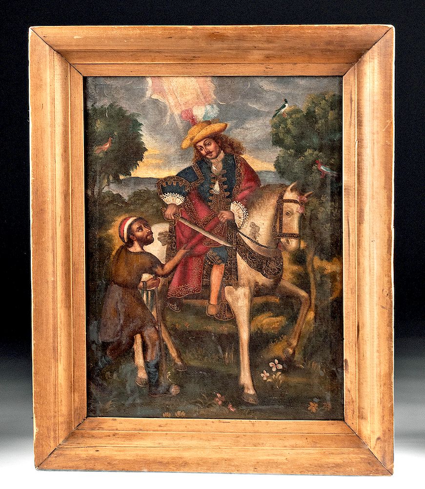 Appraisal: th C Spanish Colonial Painting San Martin de Tours Spanish