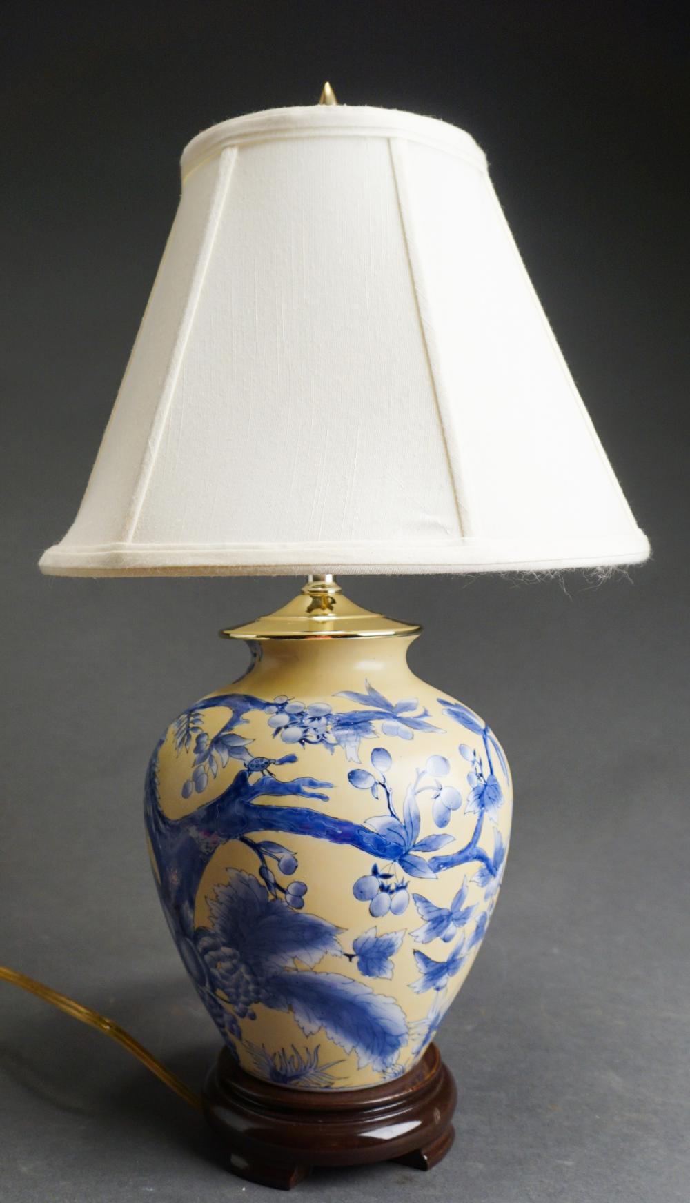 Appraisal: Japanese Yellow Ground Porcelain Vase Mounted as Lamp H in