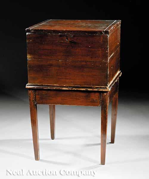 Appraisal: An American Federal Cherrywood Sugar Chest c Southern hinged lid