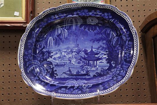 Appraisal: STAFFORDSHIRE PLATTER ''Clews'' historical blue and white Staffordshire platter depicting